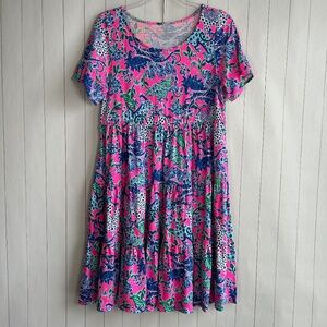 Lilly Pulitzer size M Jodee dress Plumeria pink fit & flare above knee colorful